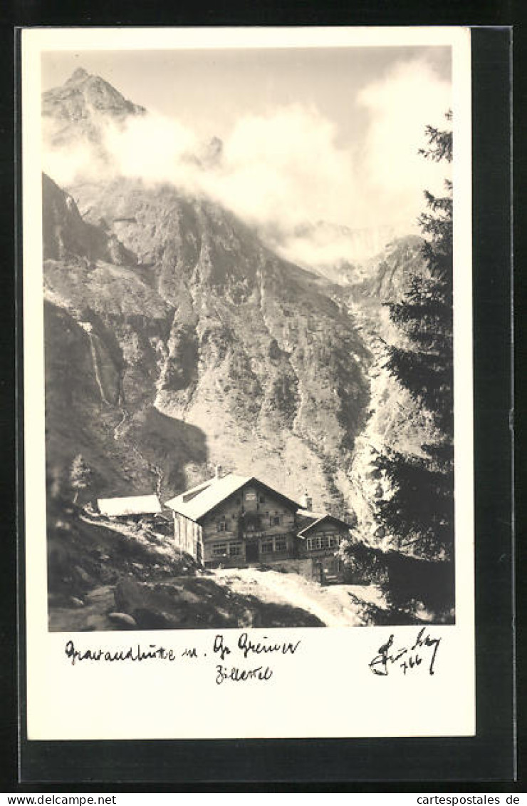 Foto-AK Hans Hruschka Nr. 10753: Grawandhütte, Berghütte Mit Gr. Greiner Im Zillertal  - Otros & Sin Clasificación