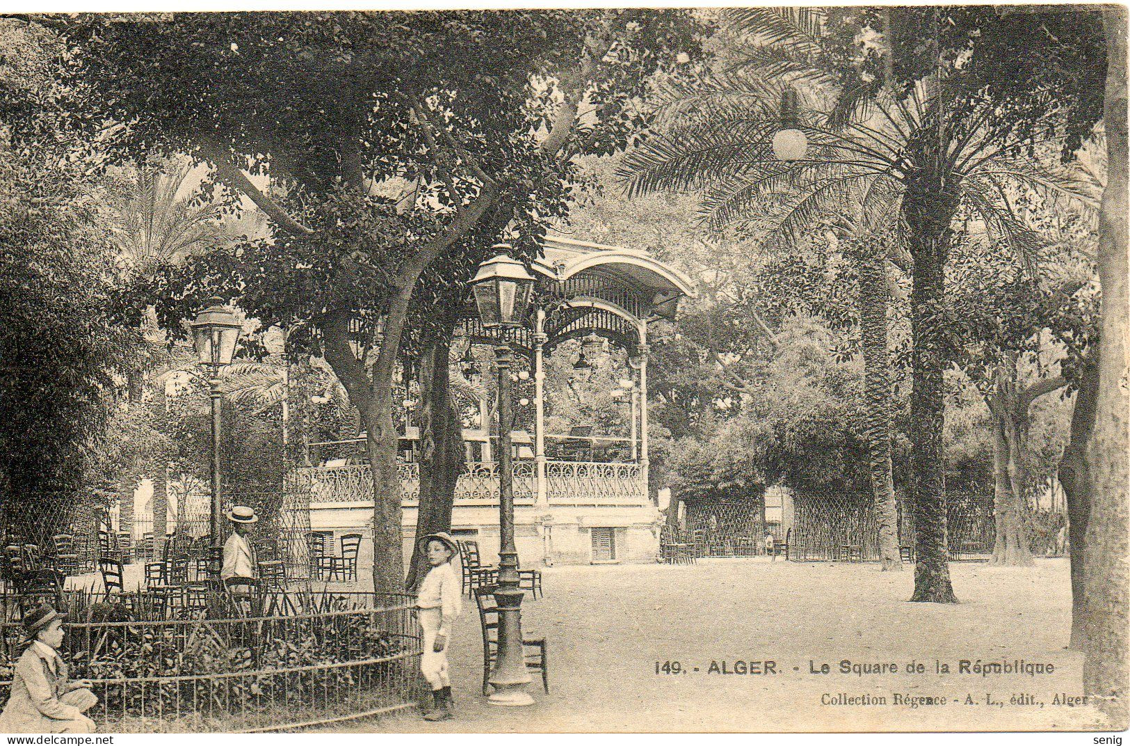 ALGERIE - ALGER - 149 - Le Square De La République - Kiosque - Collection Régence A. L. édit. Alger (Leroux) - - Alger