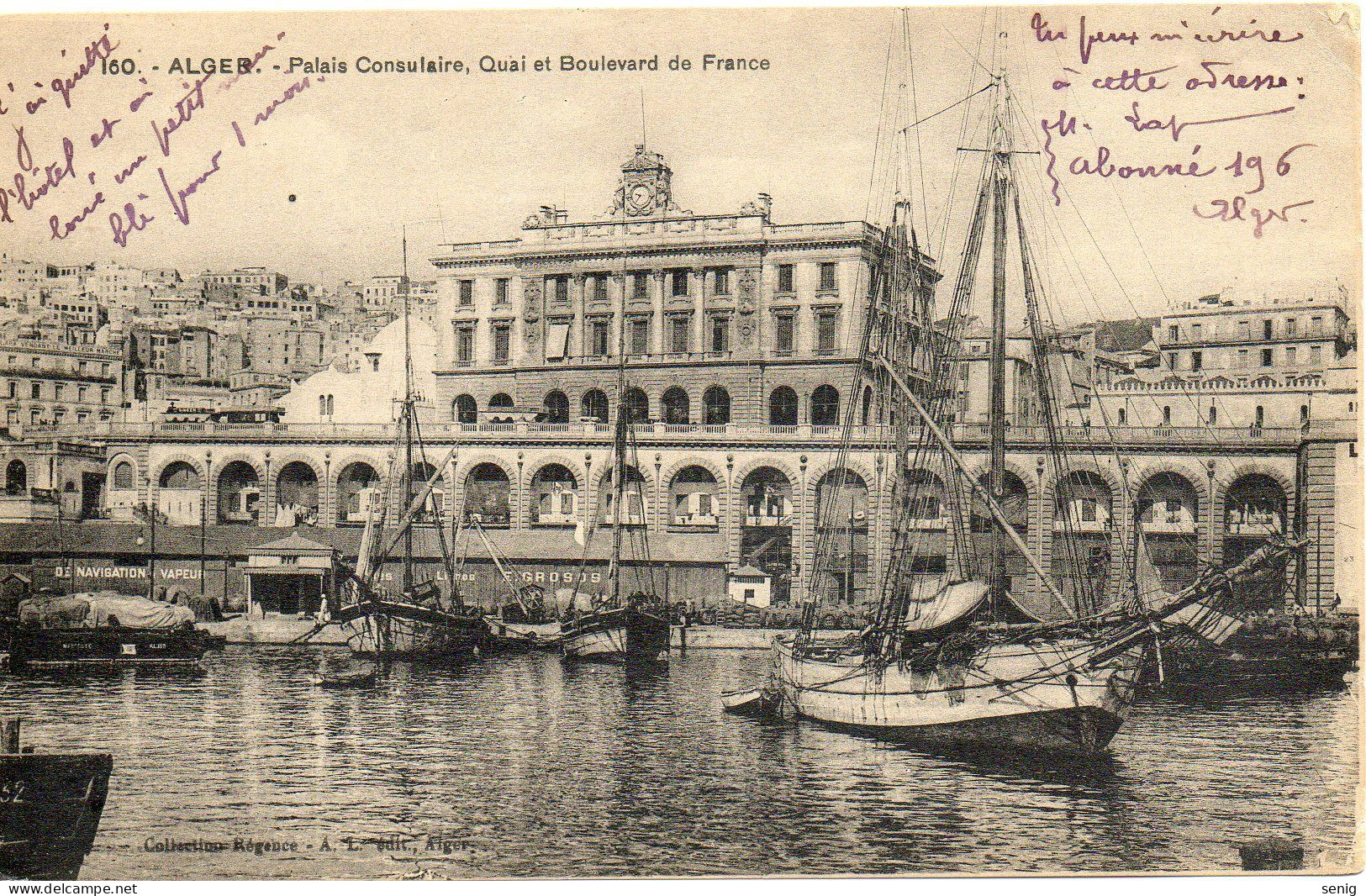 ALGERIE - ALGER - 160 - Palais Consulaire Quai & Boulevard De France - Collection Régence A. L. édit. Alger (Leroux) - - Algiers