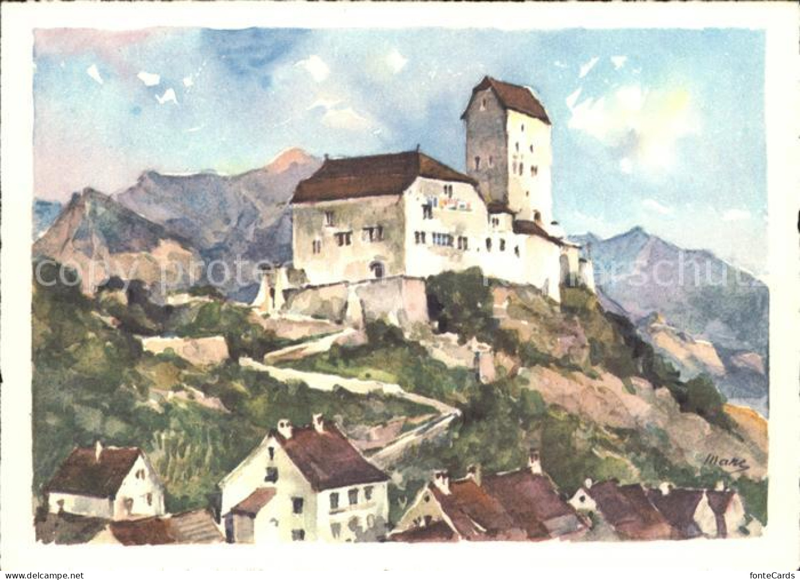 11624117 Sargans Kuenstlerkarte Schloss Sargans - Otros & Sin Clasificación