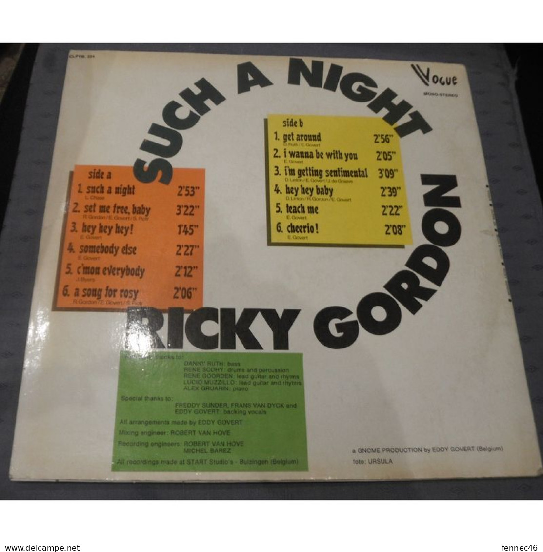 * Vinyle 33t - Ricky Gordon - Such A Night - Rock