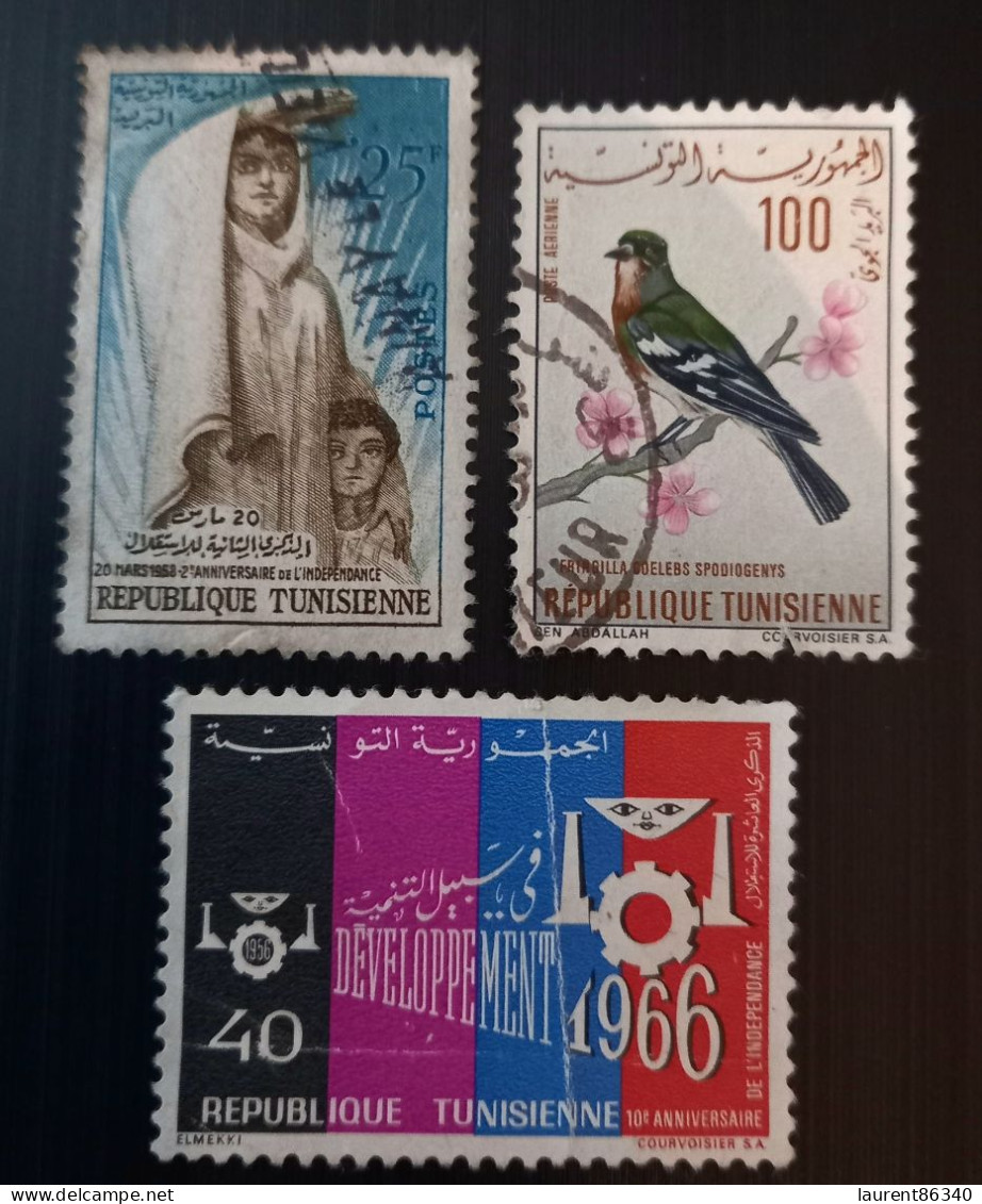 Tunisie 1958 & 1966 The 2nd & 10th Anniversary Of Independence, 1965 Airmail – Birds - Gebruikt