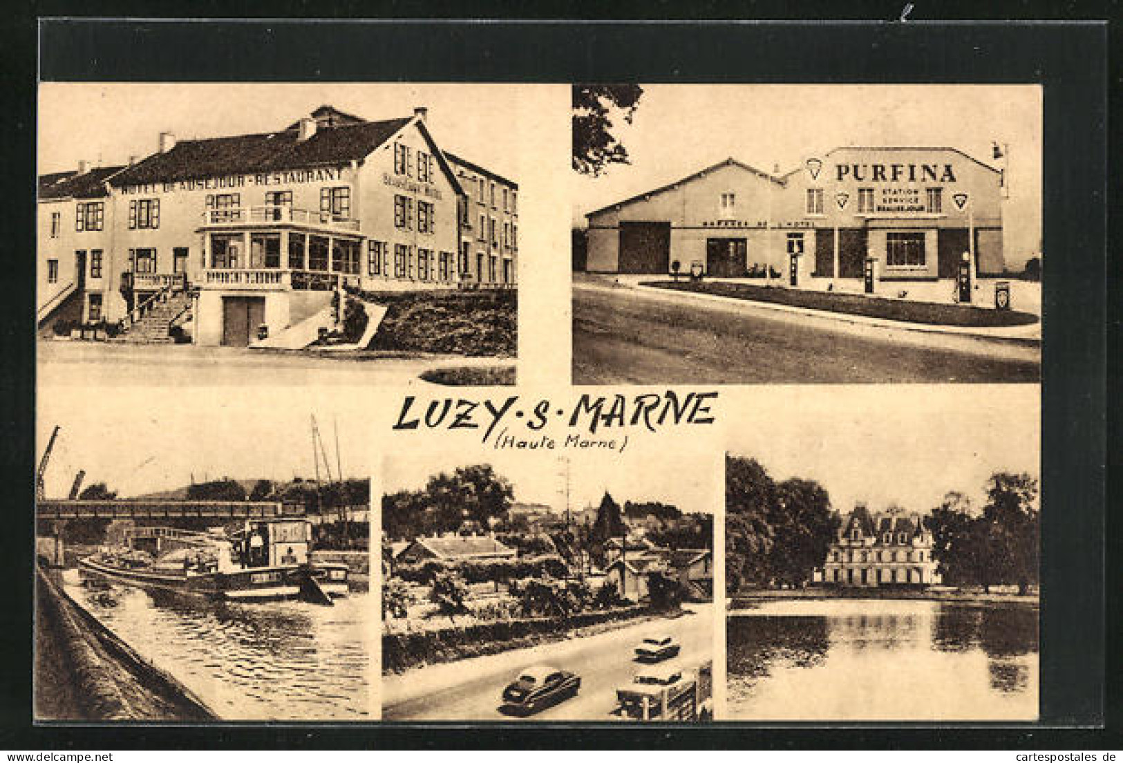 CPA Luzy-s-Marne, Hotel Beausejour Restaurant, Das Château, An Der Pont  - Other & Unclassified