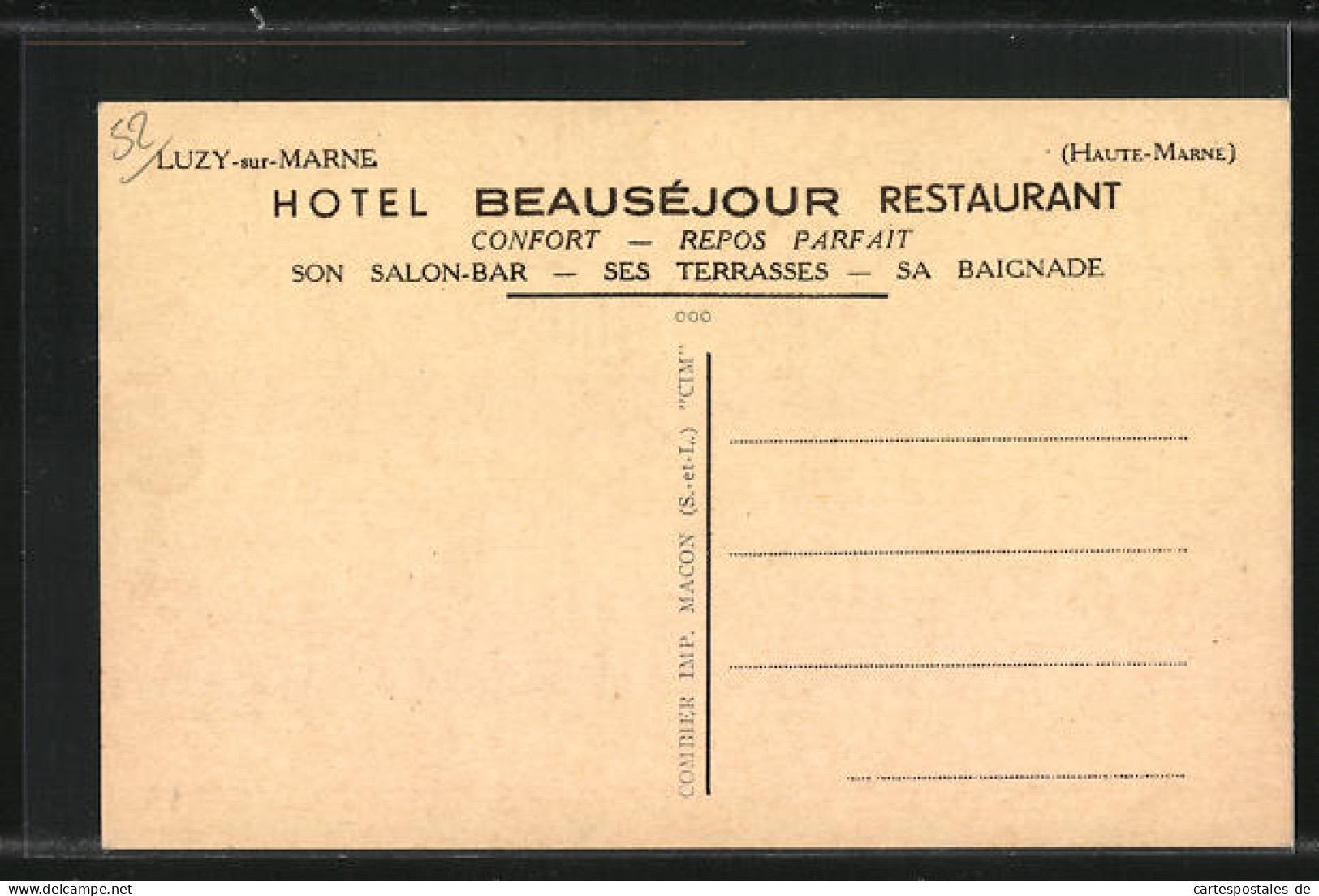 CPA Luzy-s-Marne, Hotel Beausejour Restaurant, Das Château, An Der Pont  - Other & Unclassified