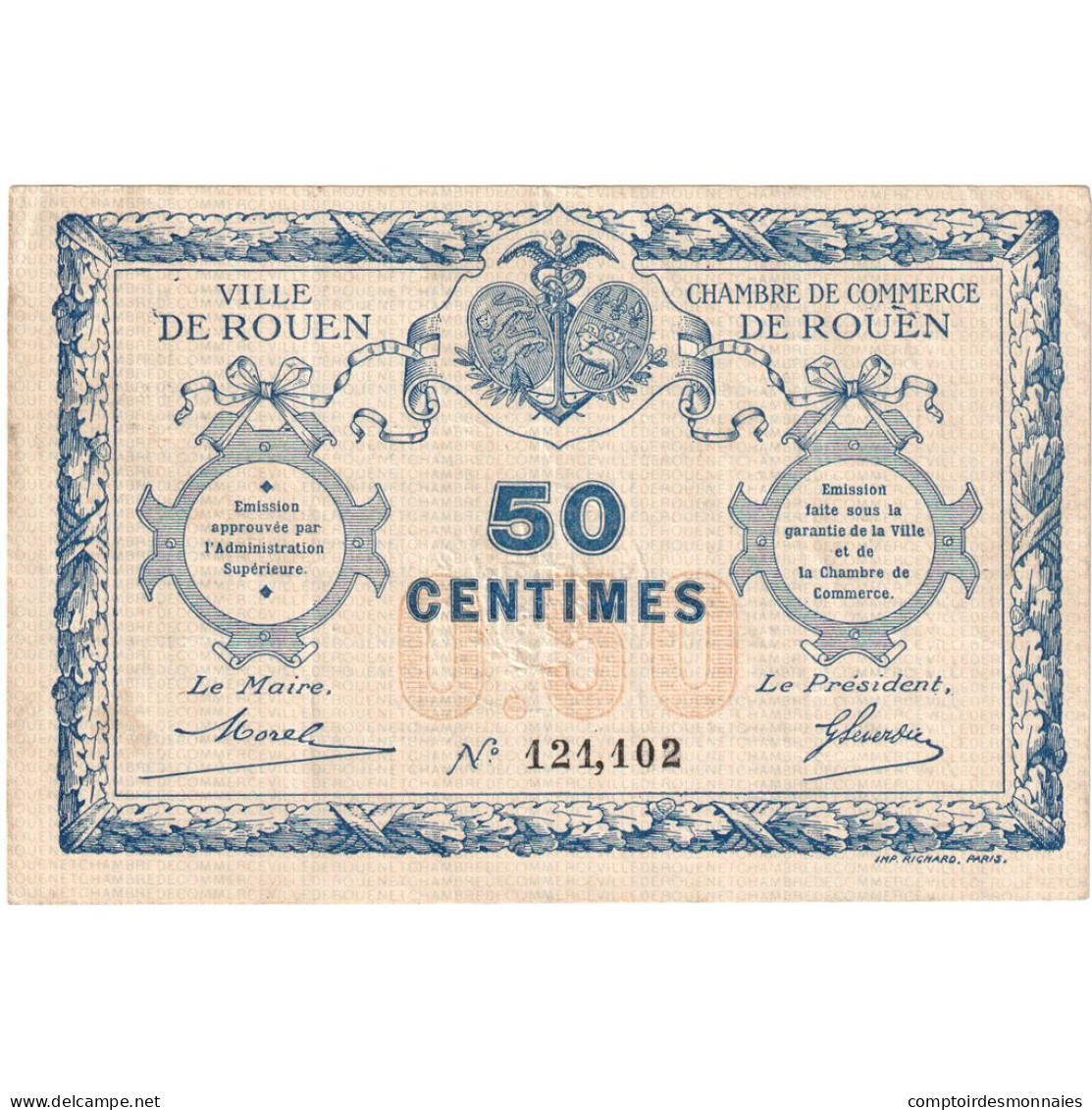 France, Rouen, 50 Centimes, 1916, Chambre De Commerce, TTB, Pirot:110-18 - Camera Di Commercio