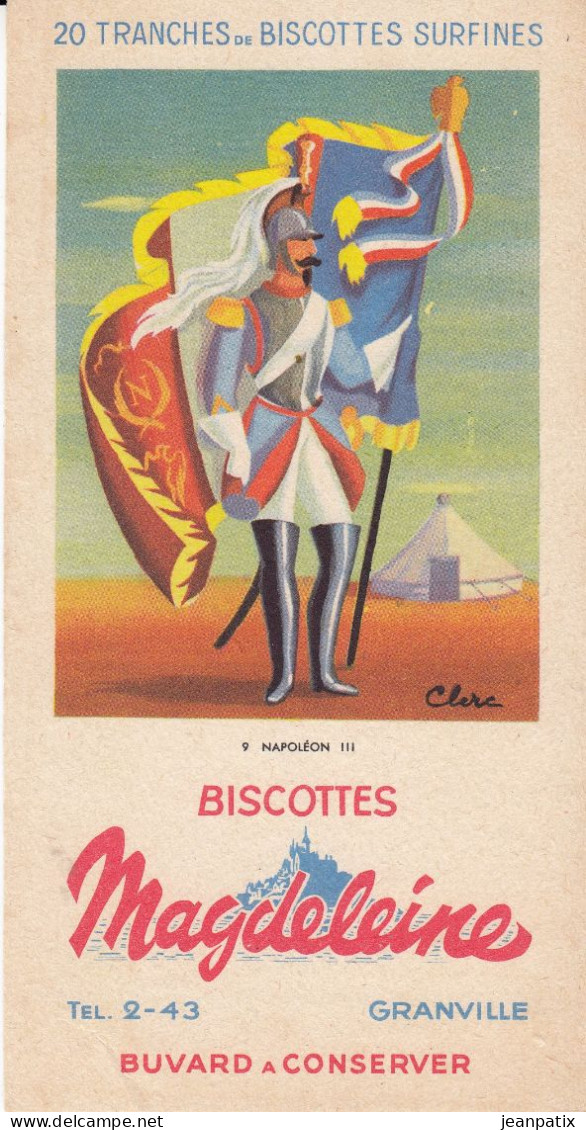 BUVARD & BLOTTER - Biscottes MAGDELEINE - Granville - Série Drapeau - N°9 - Napoléon III - Other & Unclassified