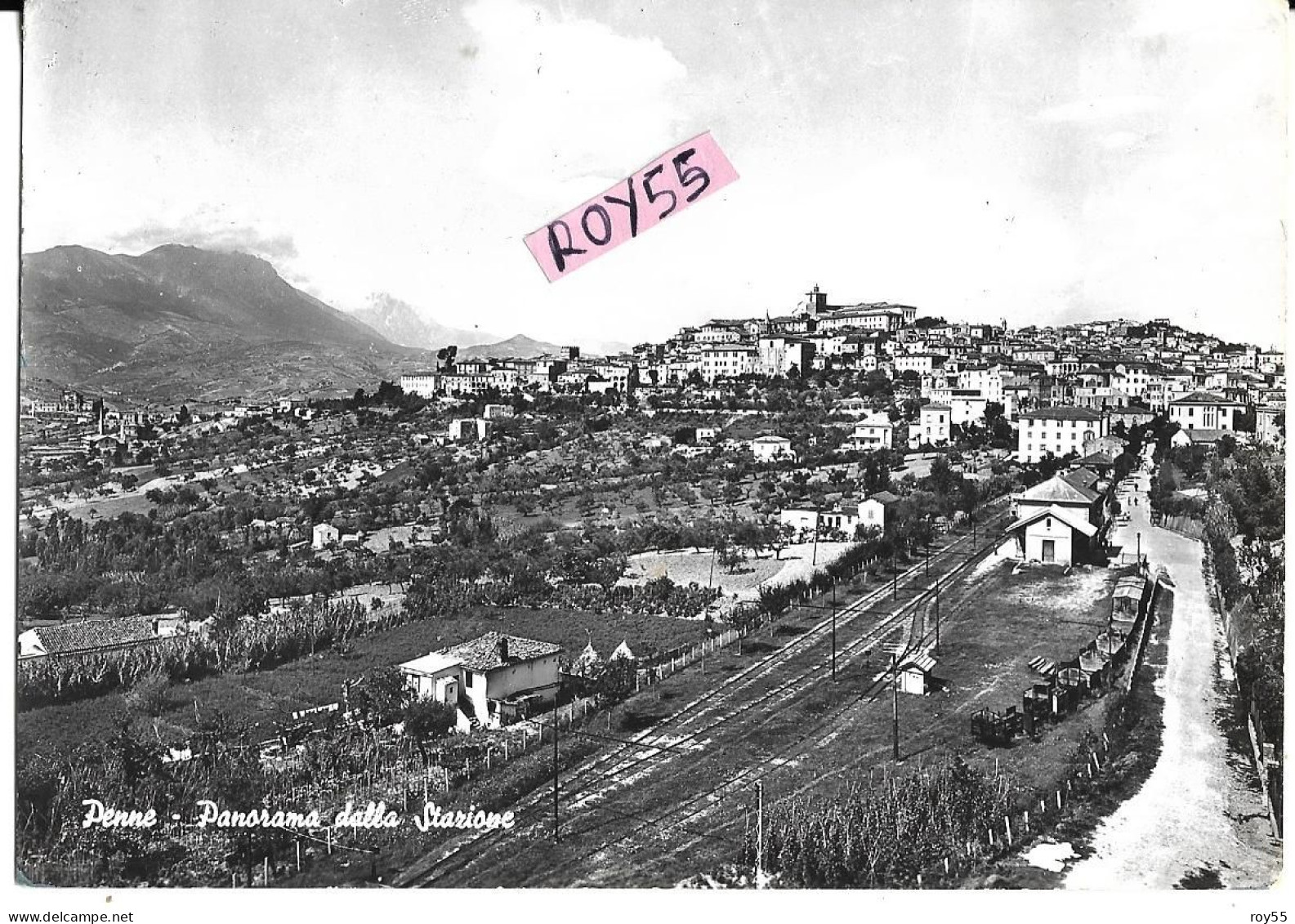 Abruzzo-pescara-penne Stazione Ferroviaria Di Penne Veduta Aerea E Panorama Di Penne Anni 60 - Altri & Non Classificati