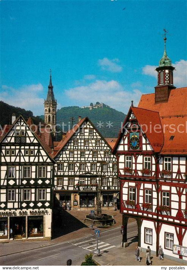 73060029 Bad Urach Rathaus Mit Blick Zur Burgruine Hohenaurach Bad Urach - Bad Urach