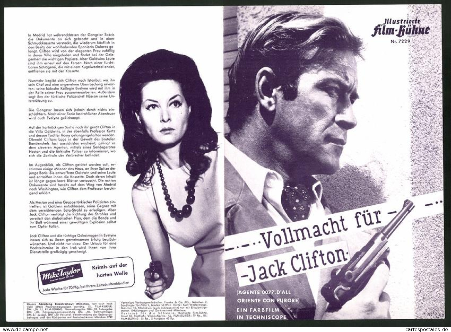 Filmprogramm IFB Nr. 7229, Vollmacht Für Jack Clifton, Ken Clark Heston, Phillipe Hersent, Regie Terence Hathaway  - Zeitschriften