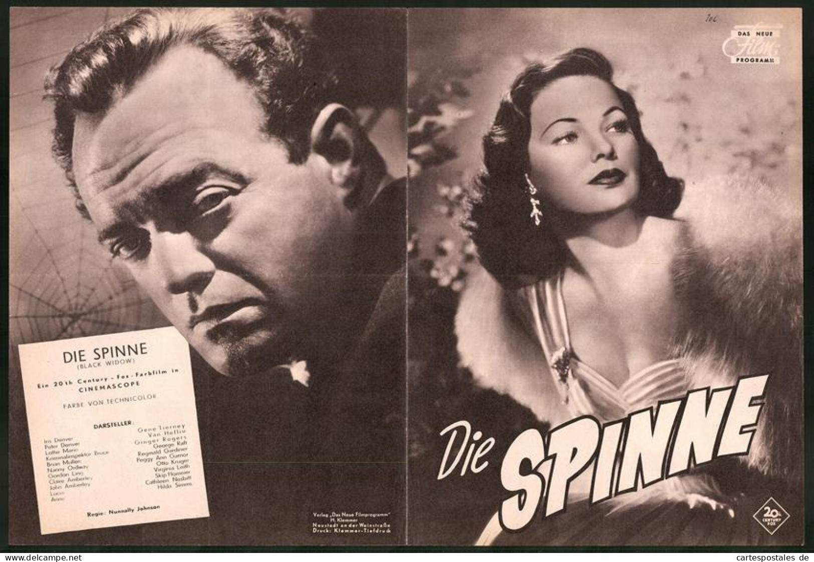 Filmprogramm DNF, Die Spinne, Gene Tierney, Van Hefliu, Regie Nunnally Johnson  - Revistas