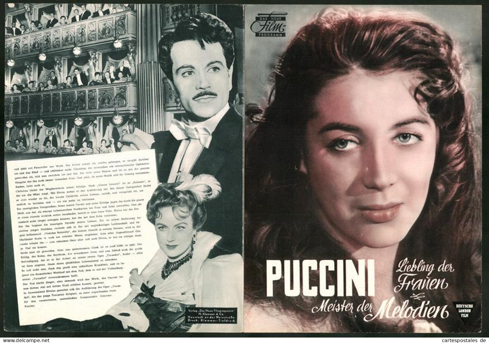 Filmprogramm DNF, Puccini, Gabriele Ferzetti, Marta Toren, Nadja Gray, Regie Edgar Flatau  - Zeitschriften