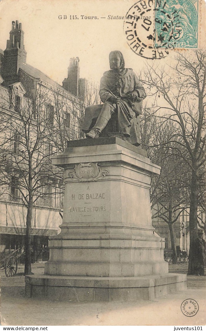 CPA Tours-Statue De Balzac-Timbre      L2906 - Tours