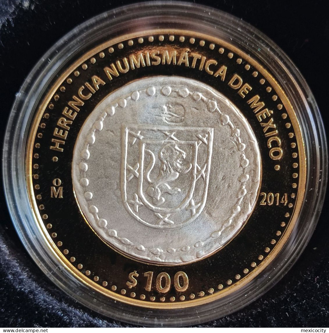 MEXICO 2014 $100 "OAXACA 1812 8 Reales Prov. Coin" Design SILVER Core Num. Heritage Series Proof Edition - Mexico