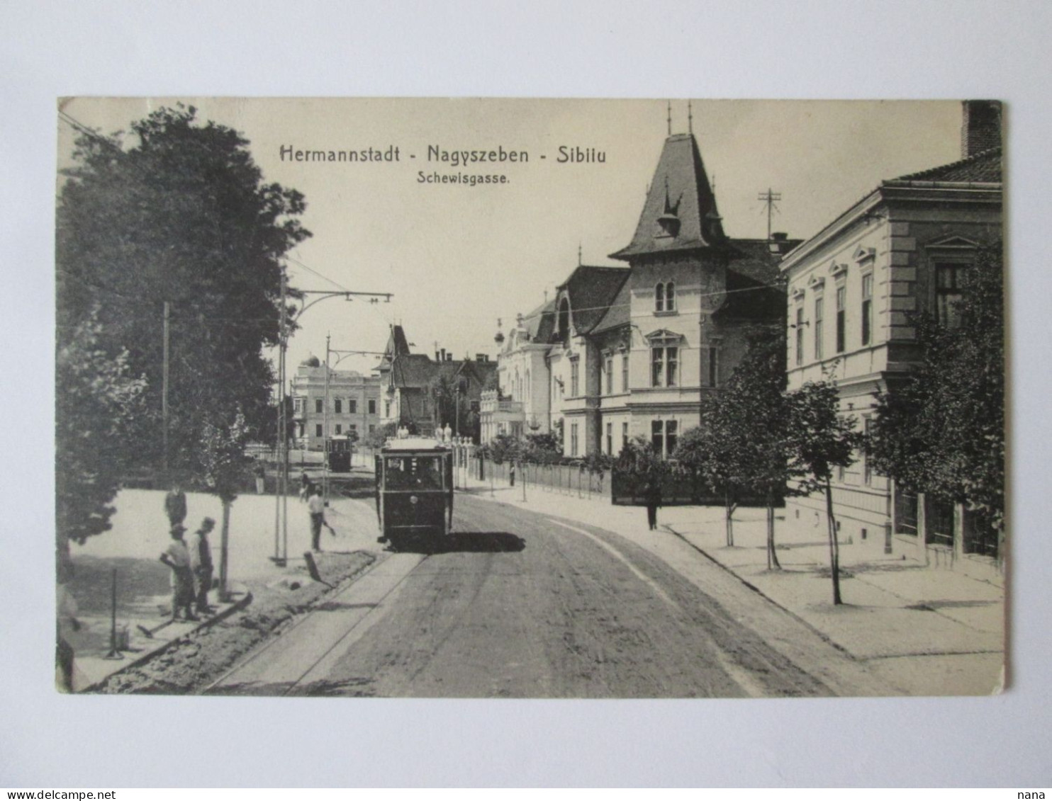 Romania-Sibiu:Station De Tramway,tramway C.p.voyage 1913 Timbre Rare/Tram Station,trams Mailed Postcard 1913 Rare Stamp - Rumania