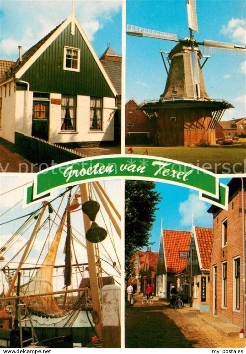 73052727 Texel Windmuehle Fischutter Ortsansicht Texel - Autres & Non Classés