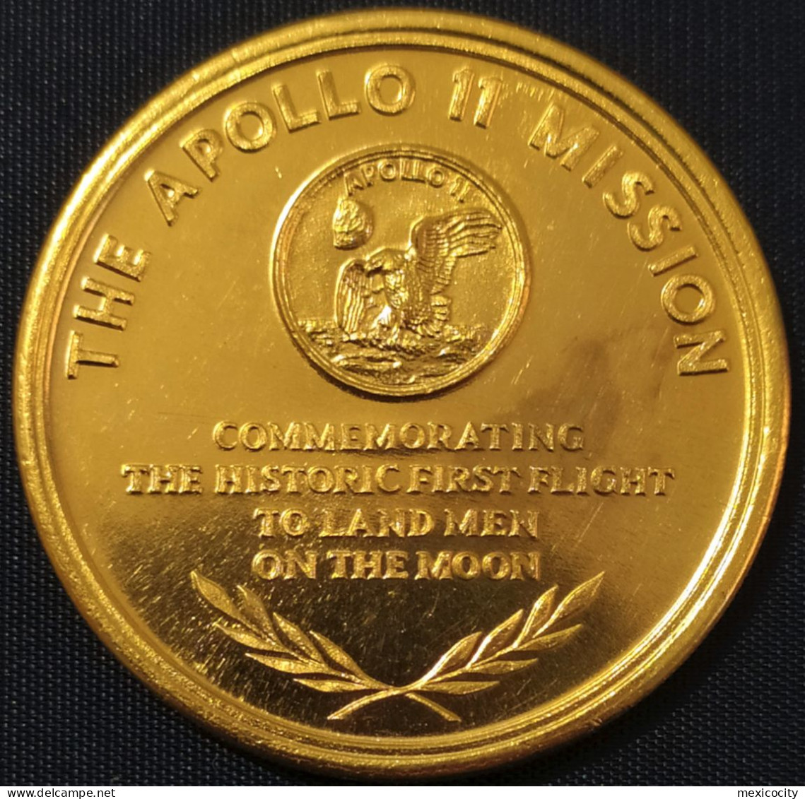1969 MOON LANDING Gilded Metal Piece, See Imgs. For Cond., Nice, Bargain Priced - Mexiko