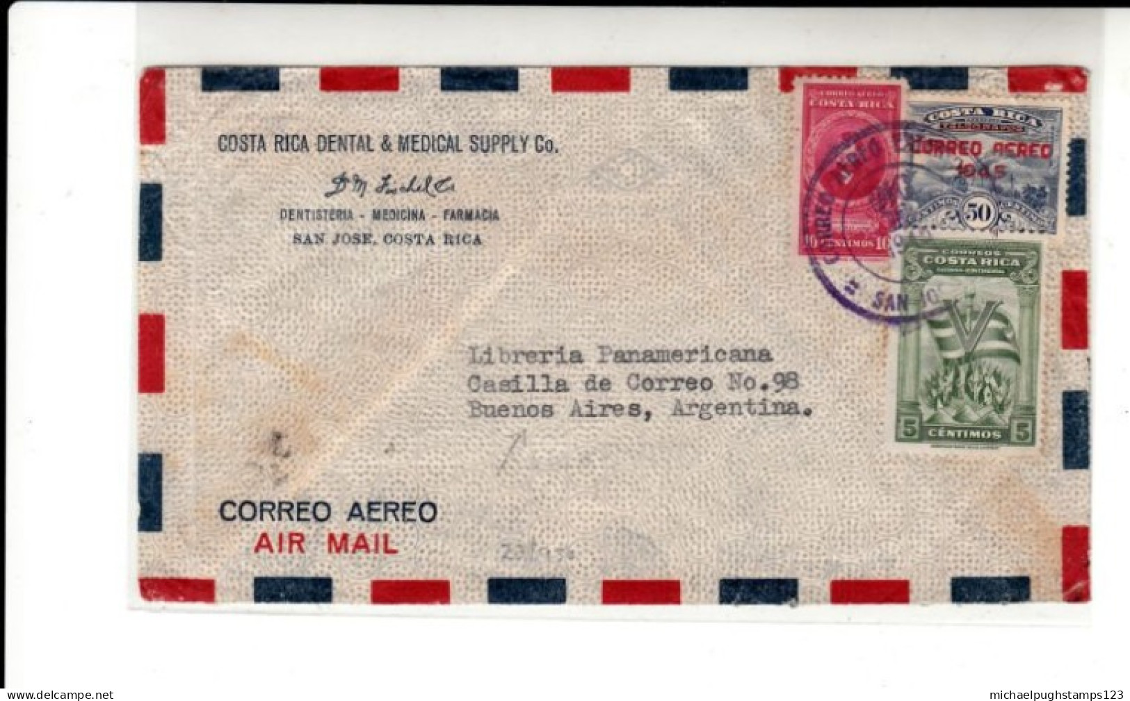 Costa Rica / Airmail / Argentina - Costa Rica