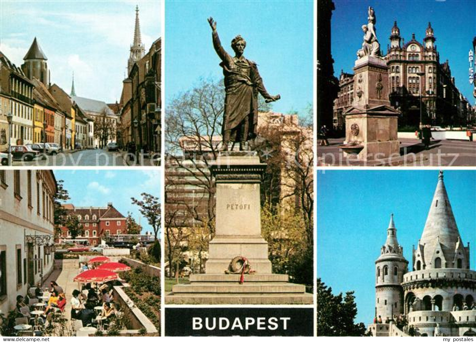 73049812 Budapest Strassenpartie Terrasse Petofi Denkmal Schloss Kirche Budapest - Hongrie