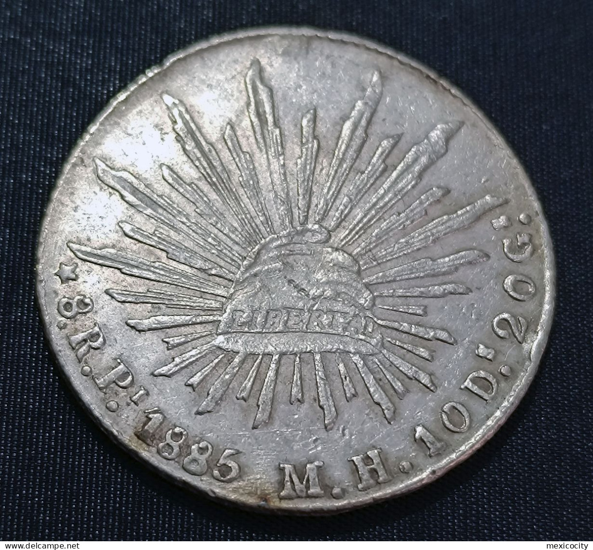 MEXICO 1885 8 REALES Silver Coin, San Luis Pi Mint MH - Double Lettering On Back - See Imgs., Nice, Scarce - Mexico