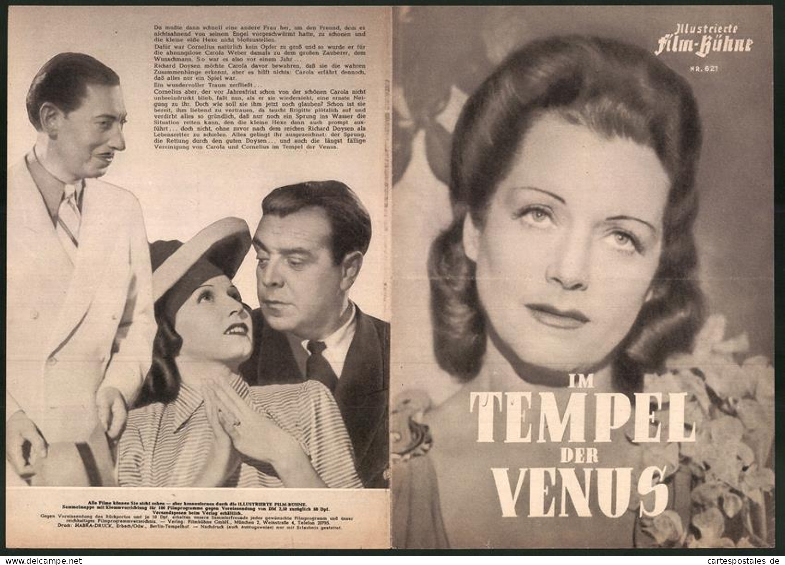 Filmprogramm IFB Nr. 621, Im Tempel Der Venus, Olga Tschechowa, Willy Birgel, Olly Holzmann, Regie Erich Palme  - Revistas