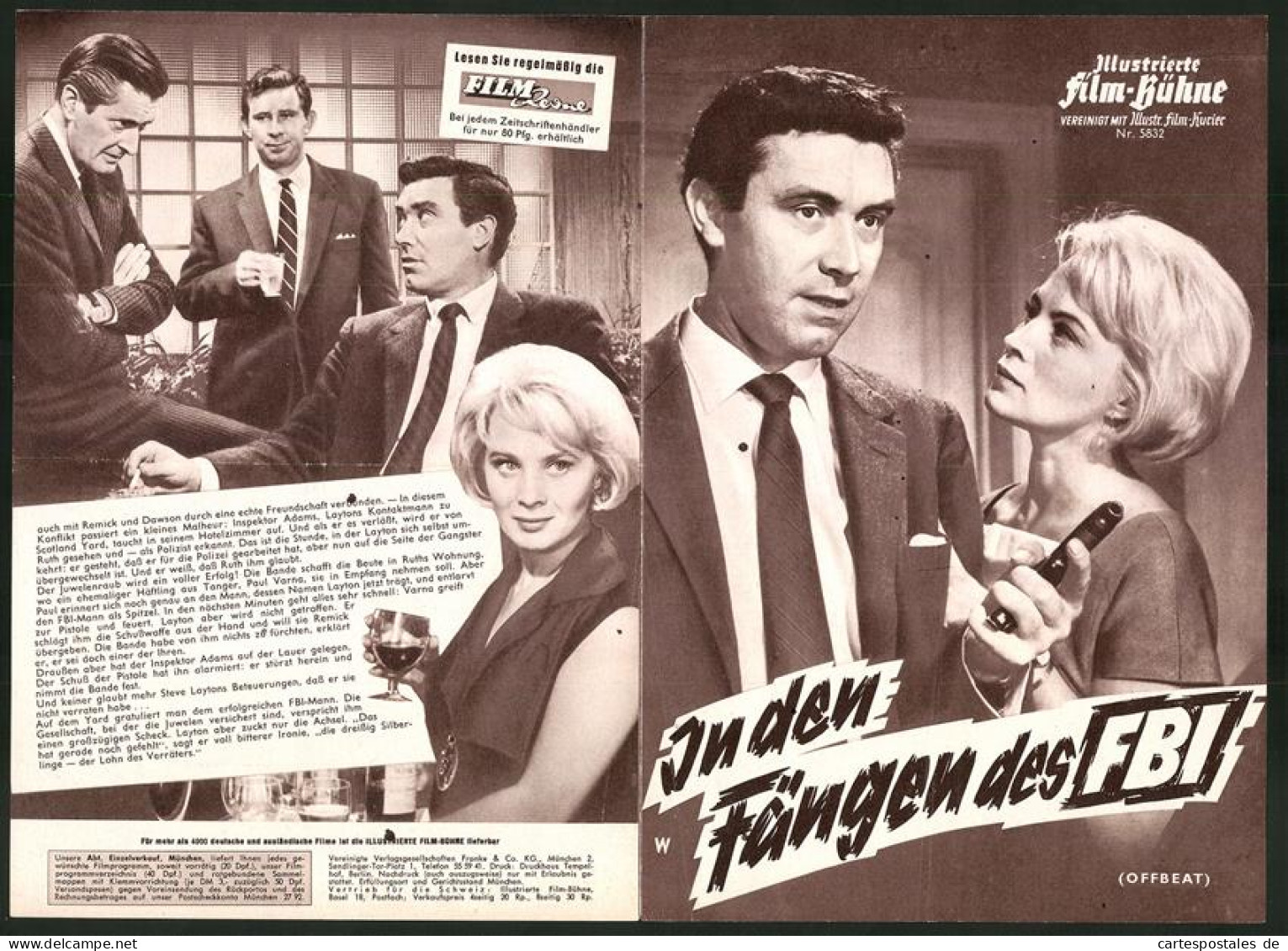 Filmprogramm IFB Nr. 5832, In Den Fängen Des FBI, William Sylvester, John Meillon, Mai Zetterling, Regie Cliff Owen  - Magazines