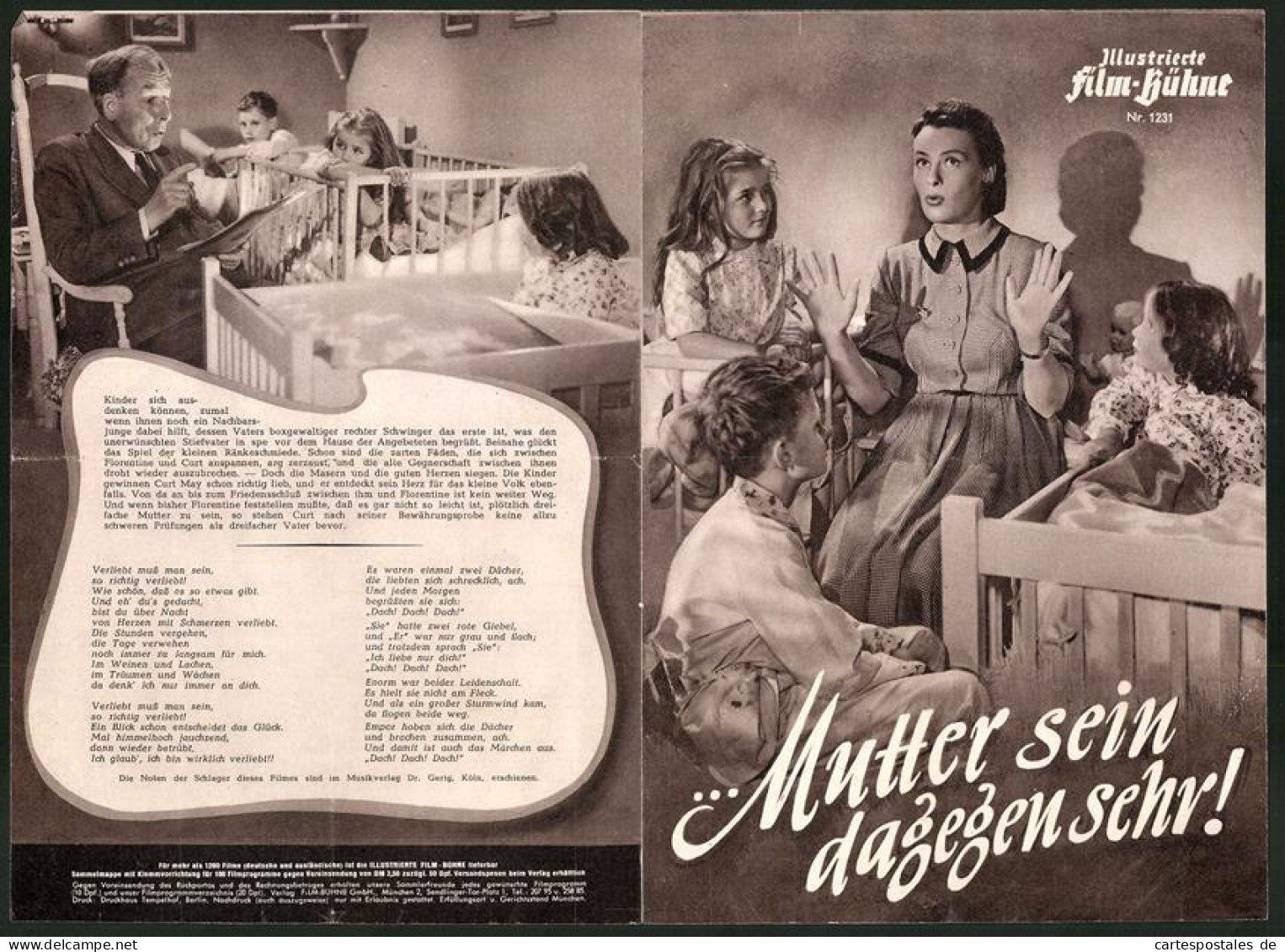 Filmprogramm IFB Nr. 1231, Mutter Sein Dagegen Sehr, Ilse Werner, Paul Klinger, Paul Kemp, Regie Victor Tourjansky  - Magazines