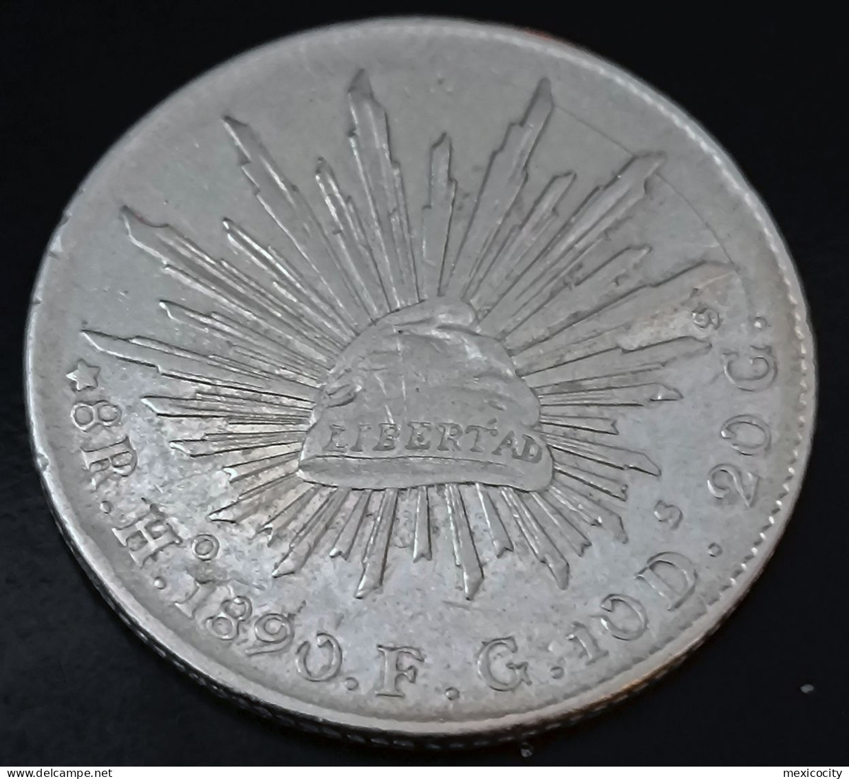 MEXICO 1890 8 REALES Silver Coin, Hermosillo Mint FG - See Imgs., Nice, Scarce - Mexique