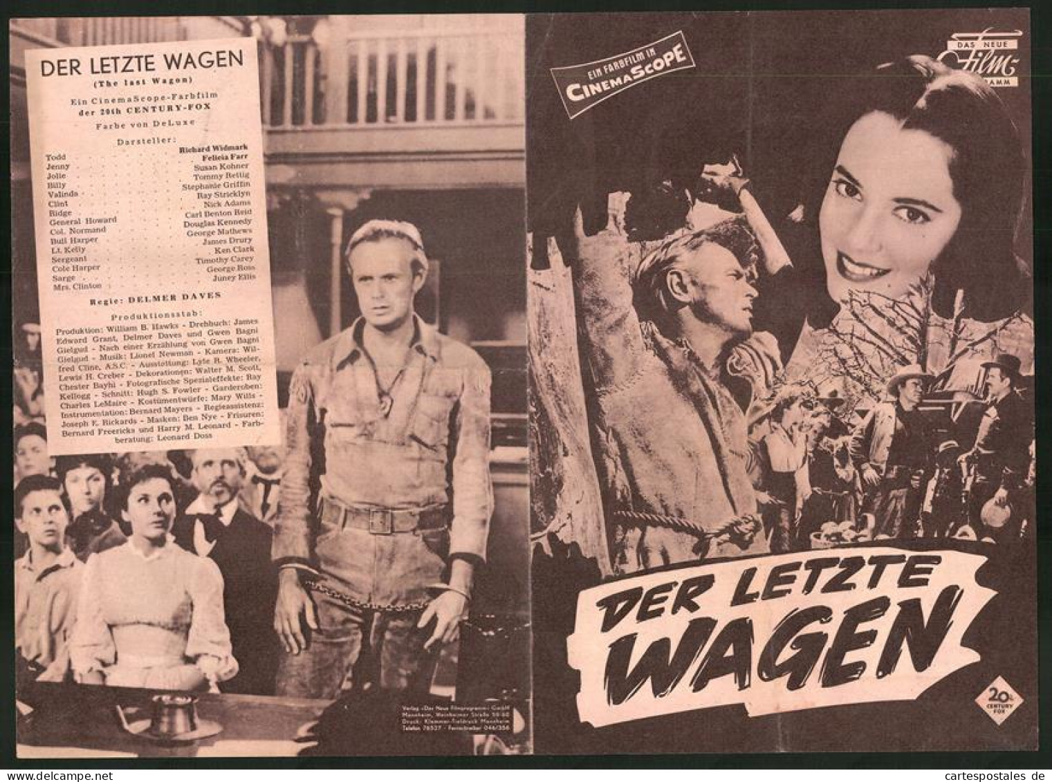 Filmprogramm DNF, Der Letzte Wagen, Richard Widmark, Felicia Farr, Susan Kohner, Regie Delmer Daves  - Magazines