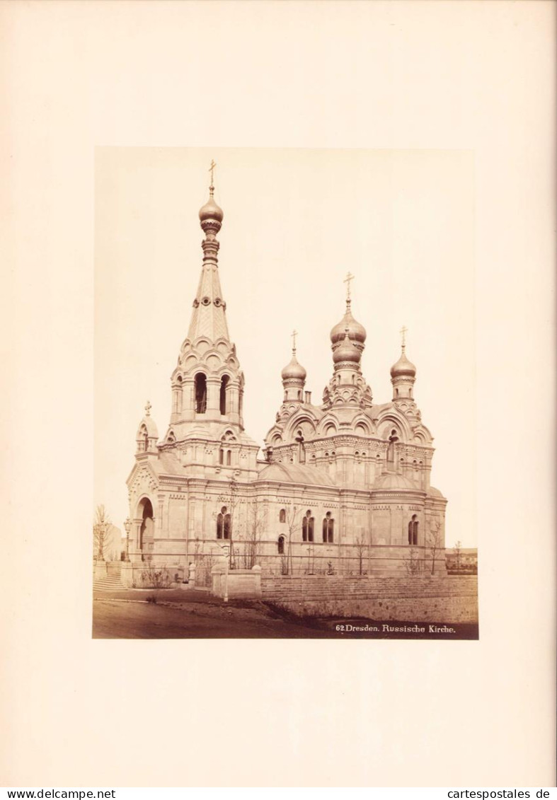 Fotografie Trockenstempel R. Tamme, Ansicht Dresden, Die Russische Kirche, Grossformat 26 X 20cm  - Lugares