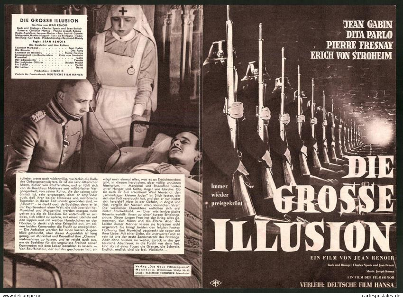 Filmprogramm DNF, Die Grosse Illusion, Jean Gabin, Dita Parlo, Dalio, Regie Jean Renoir  - Zeitschriften