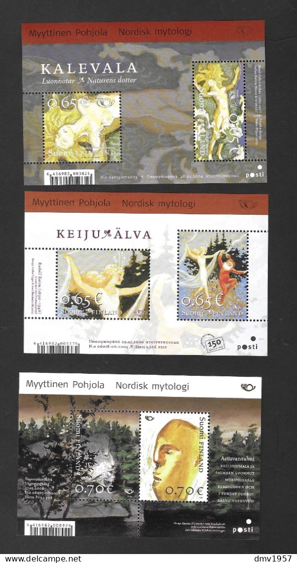 Finland MNH Nordic Mythology MS 1745, MS 1821 & MS 1907 - Unused Stamps