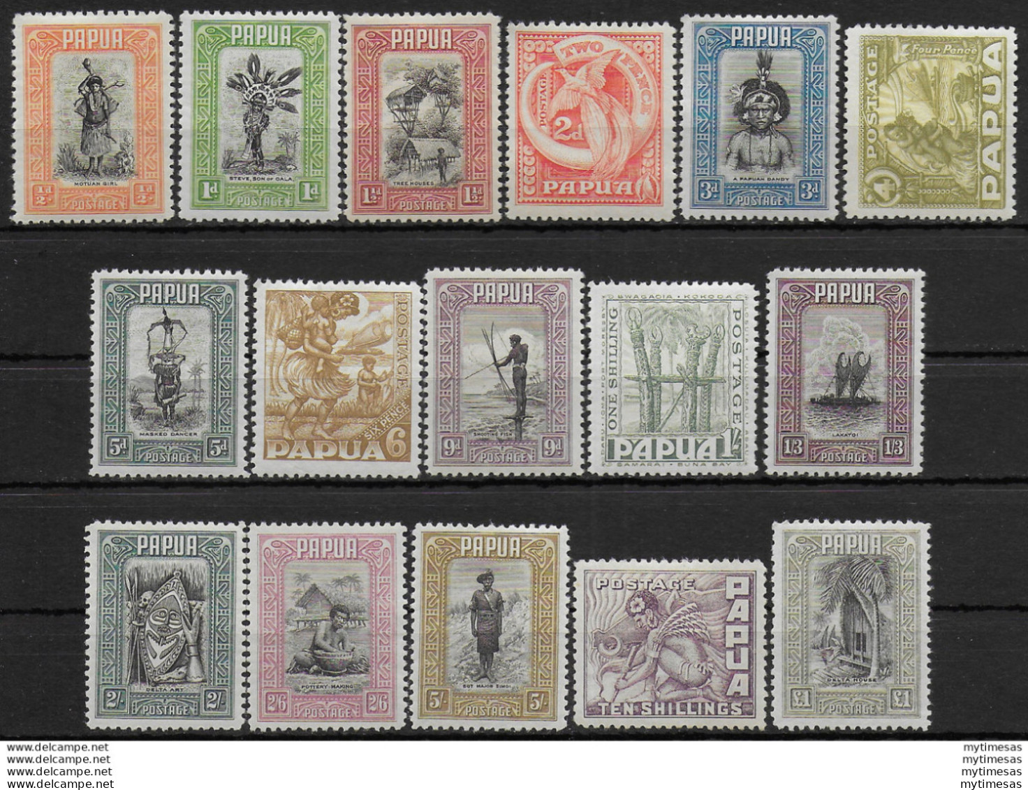 1932-40 Papua Natives 16v. MLH SG N. 130/45 - Sonstige & Ohne Zuordnung