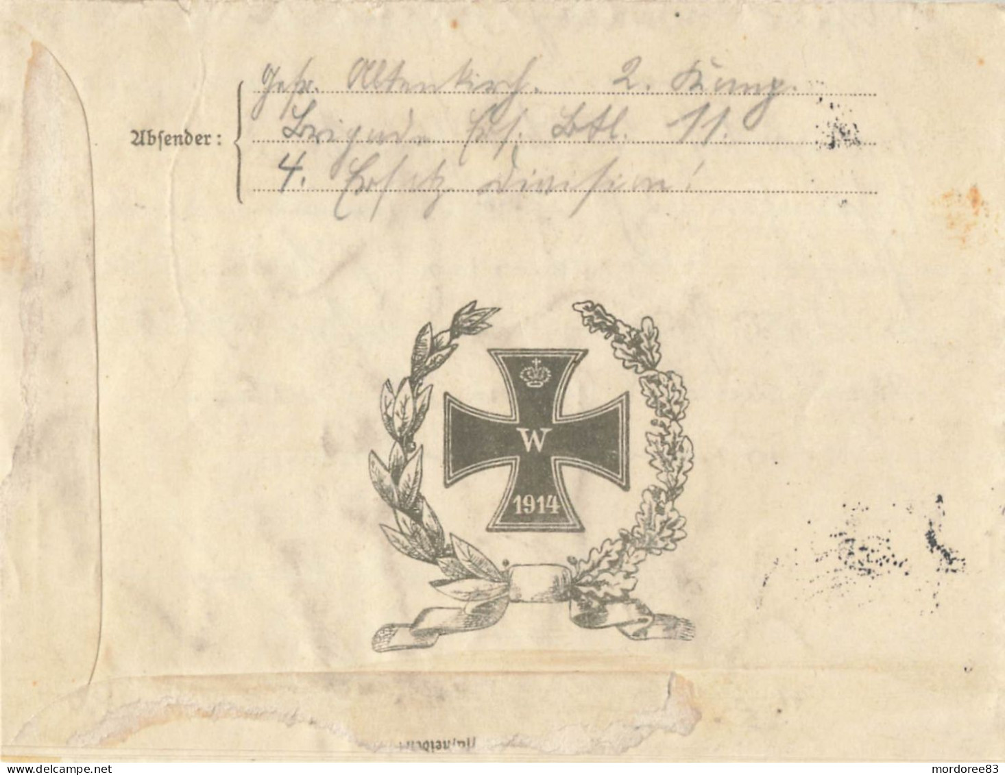 CACHET K.D FELDPOSTEXP 26/5/1915 / 4.ERSATZ-DIVISION / Eiserne Kreuz / CROIX DE FER - Feldpost (franchigia Postale)