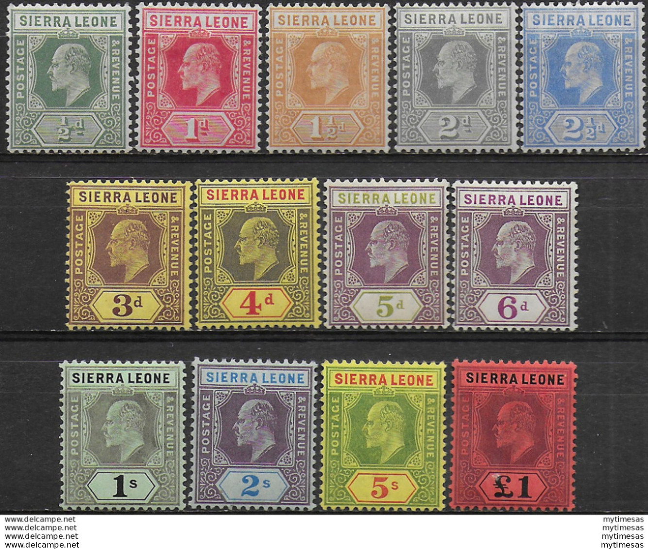 1907-12 Sierra Leone Edoardo VII 13v. MH SG N. 99/111 - Otros & Sin Clasificación