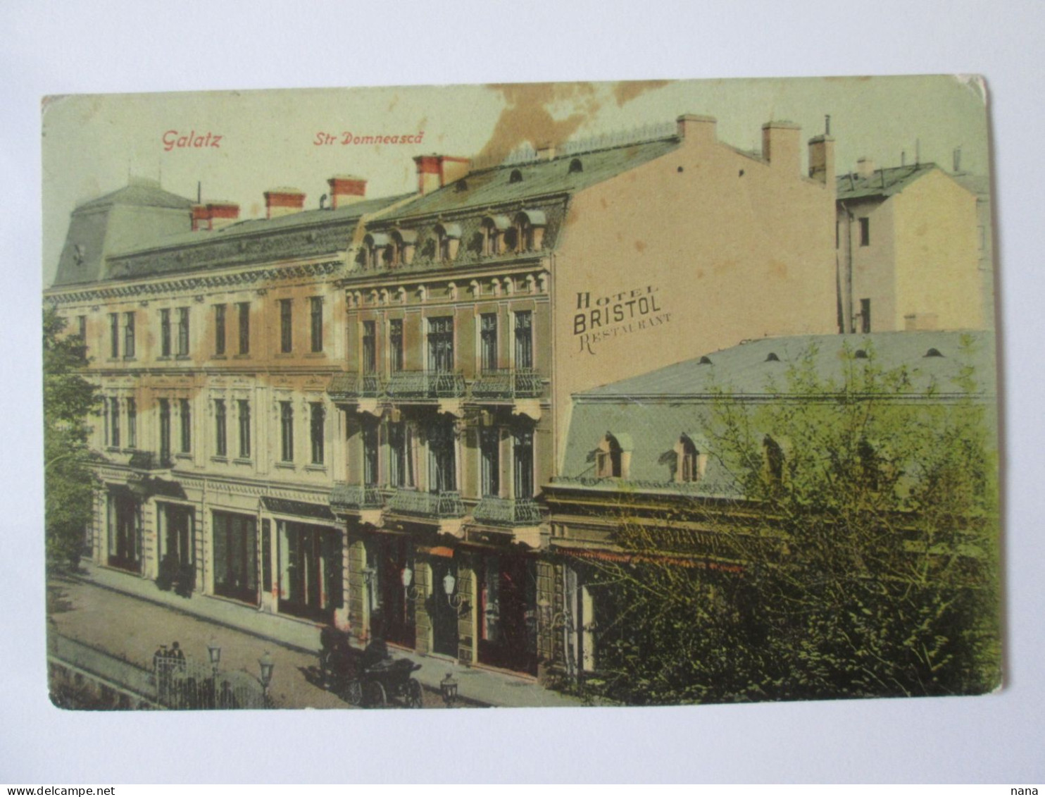 Romania-Galați:Str.Domnească-Hotel Bristol 1910 Mailed Postcard Rare Stamp Pharmacy Stephen The Great - Romania