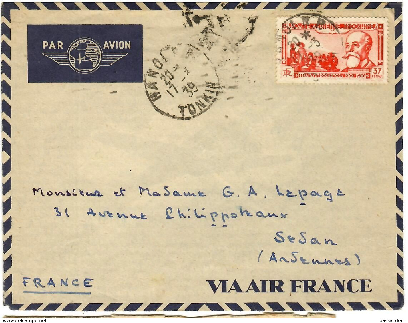 80254 -  HANOI Pour La  France - Lettres & Documents