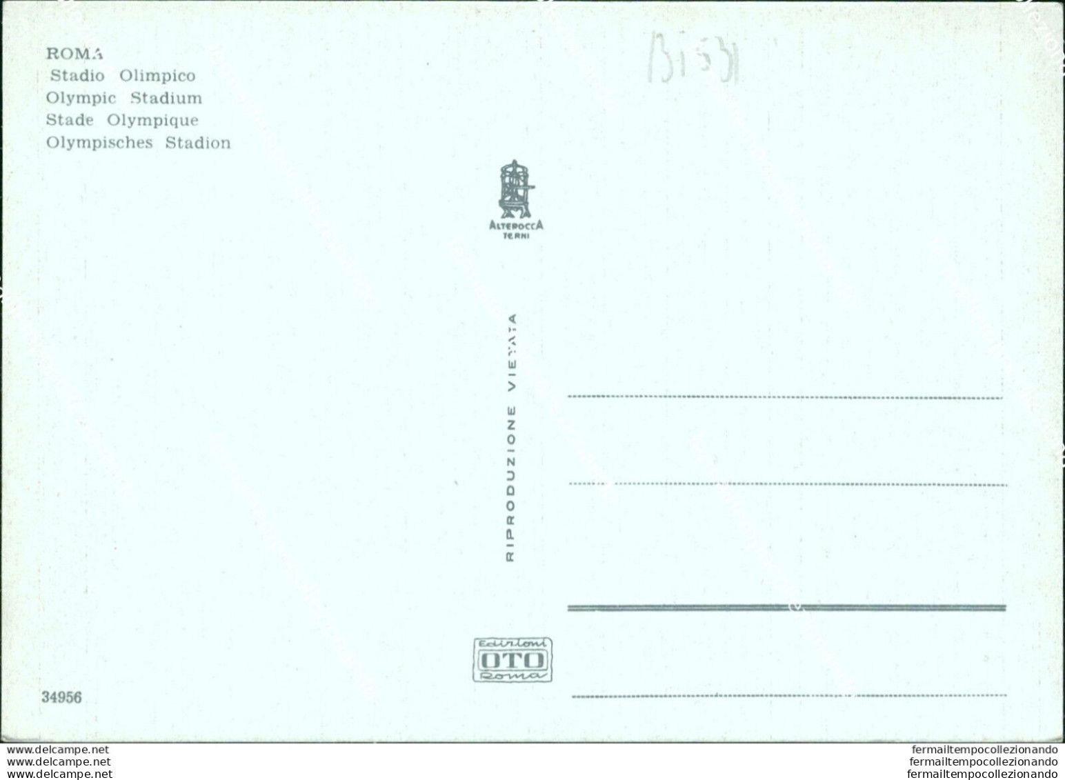 Bi531 Cartolina Roma Stadio Olimpico - Andere & Zonder Classificatie