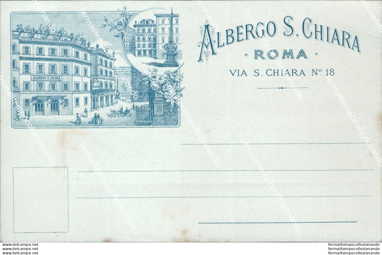 Be37 Cartolina Roma Citta' Albergo S.chiara - Autres & Non Classés