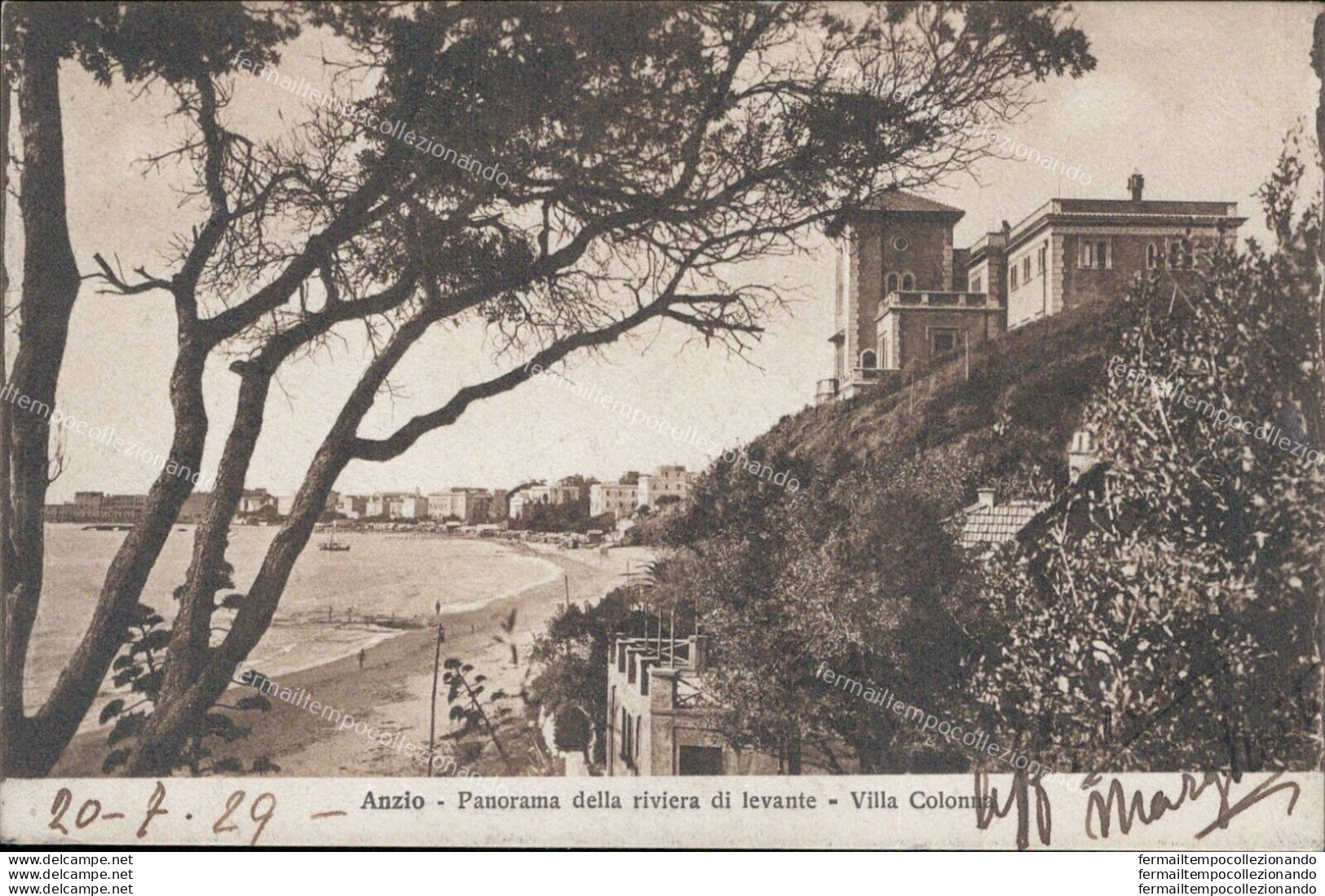 Ar208 Cartolina Anzio Panorama Della Riviera Di Levante Villa Colonna 1926 Roma - Otros & Sin Clasificación