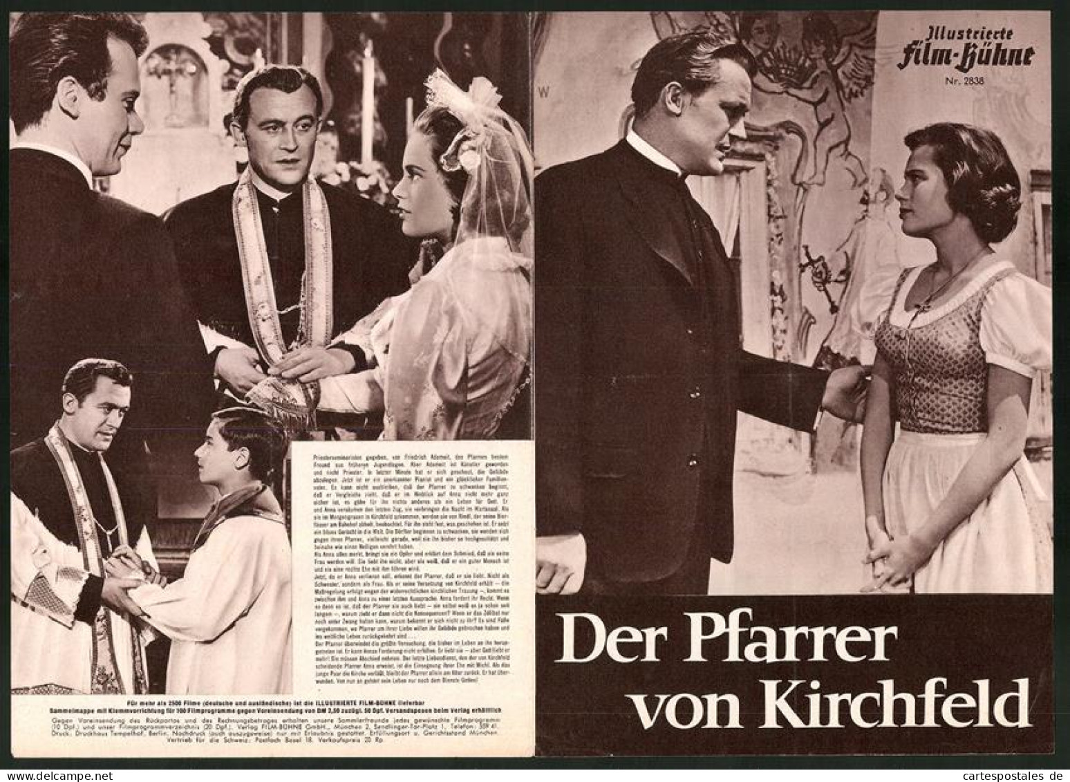 Filmprogramm IFB Nr. 1838, Der Pfarrer Von Kirchfeld, Claus Holm, Ulla Jacobsson, Kurt Heintel, Regie Hans Deppe  - Magazines