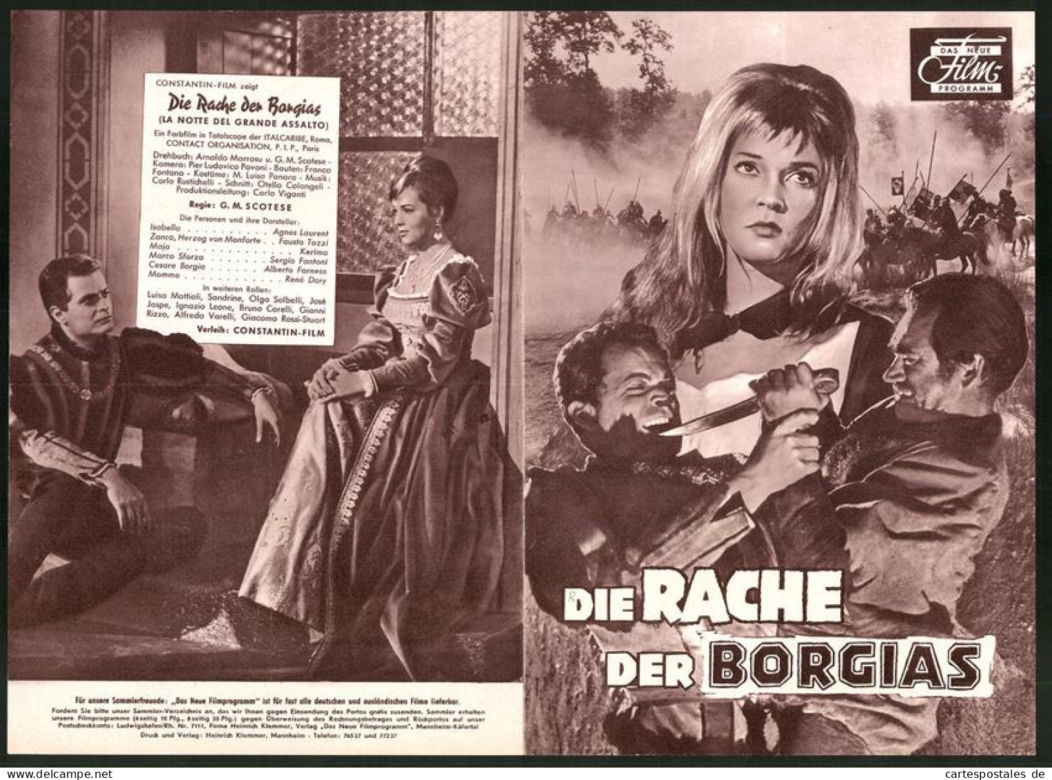 Filmprogramm DNF, Die Rache Der Borgias, Agnes Laurent, Fausto Tozzi, Kerima, Regie G. M. Scotese  - Zeitschriften