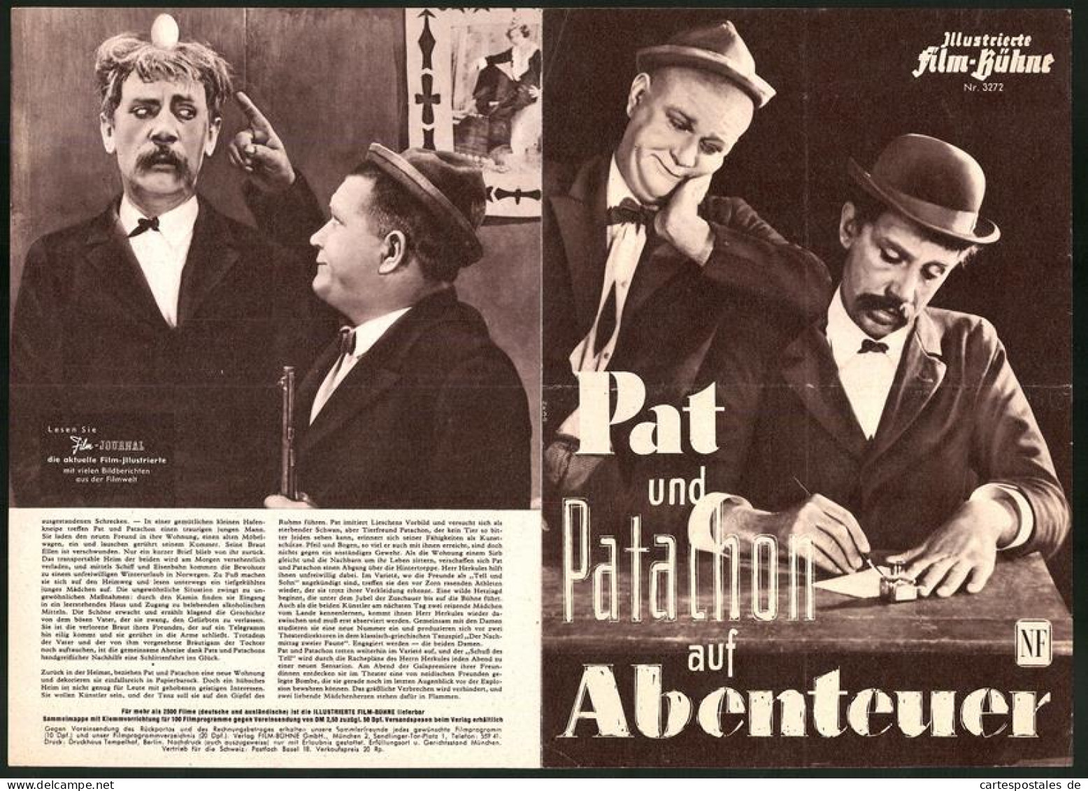 Filmprogramm IFB Nr. 3272, Pat Und Patachon Auf Abenteuer, Carl Schenstroem, Karl Madsen, Regie: Lau Lauritzen  - Revistas