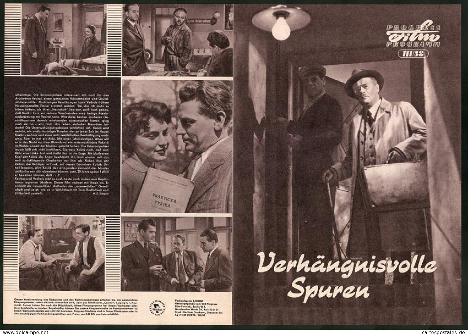 Filmprogramm PFP Nr. 111 /58, Verhängnisvolle Spuren, Rudolf Hrusinsky, Oldrich Lukes, Regie: Miroslav Cikan  - Magazines