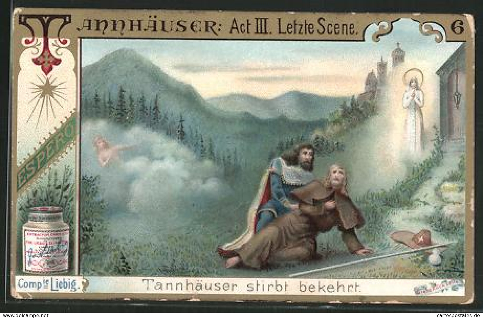 Sammelbild Liebig, Tannhäuser, Act III. Letzte Szene, Tod  - Liebig