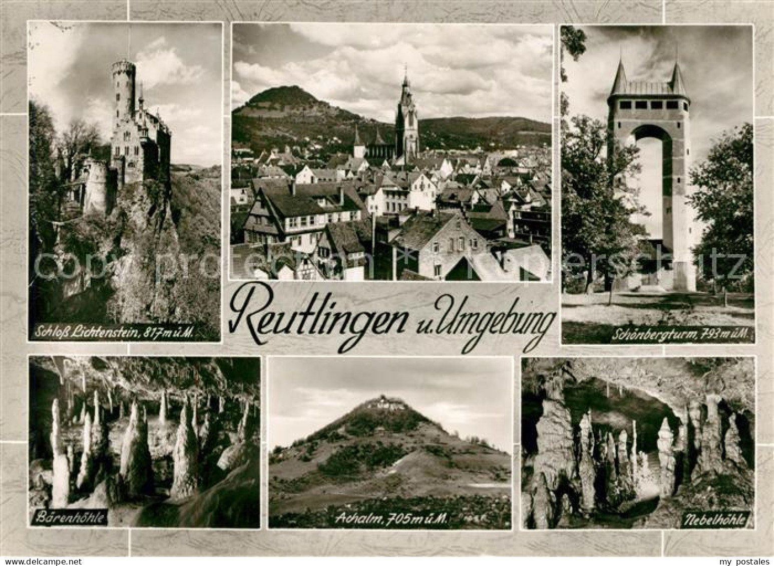 73040039 Reutlingen BW Schloss Lichtenstein Schoenbergturm Baerenhoehle Achalm N - Reutlingen