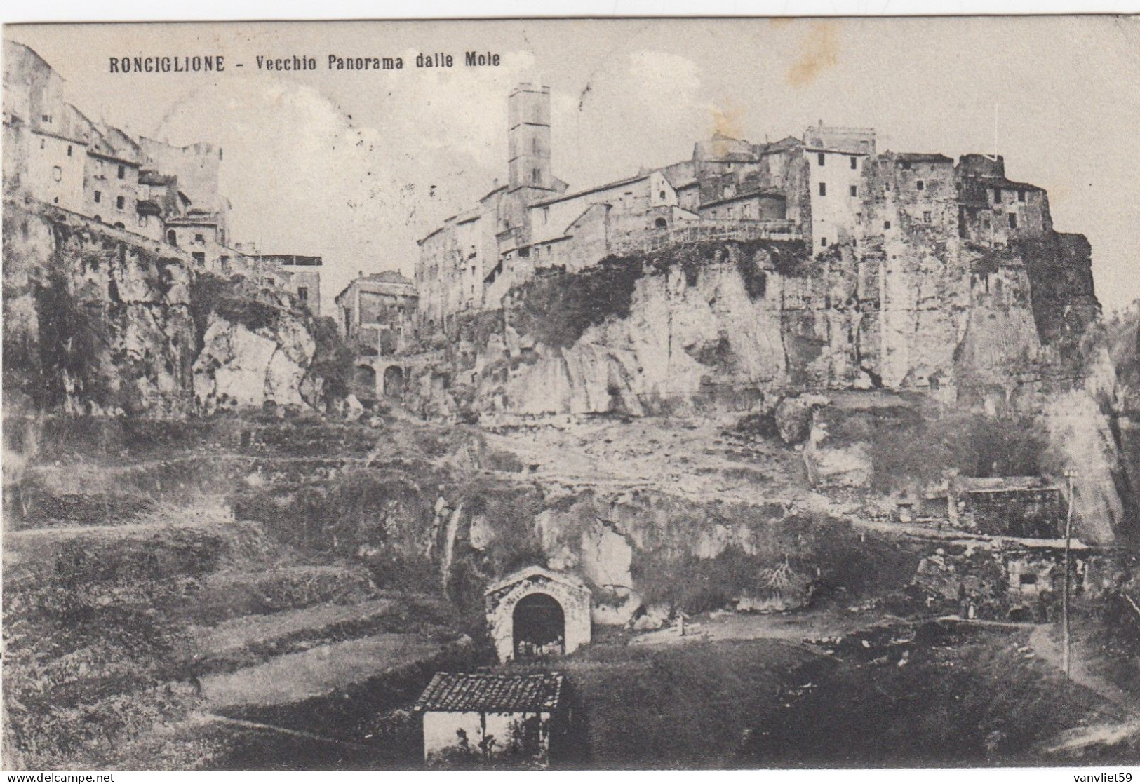 RONCIGLIONE-VITERBO-VECCHIO PANORAMA DALLE MOLE- CARTOLINA  VIAGGIATA IL 22-8-1912 - Viterbo