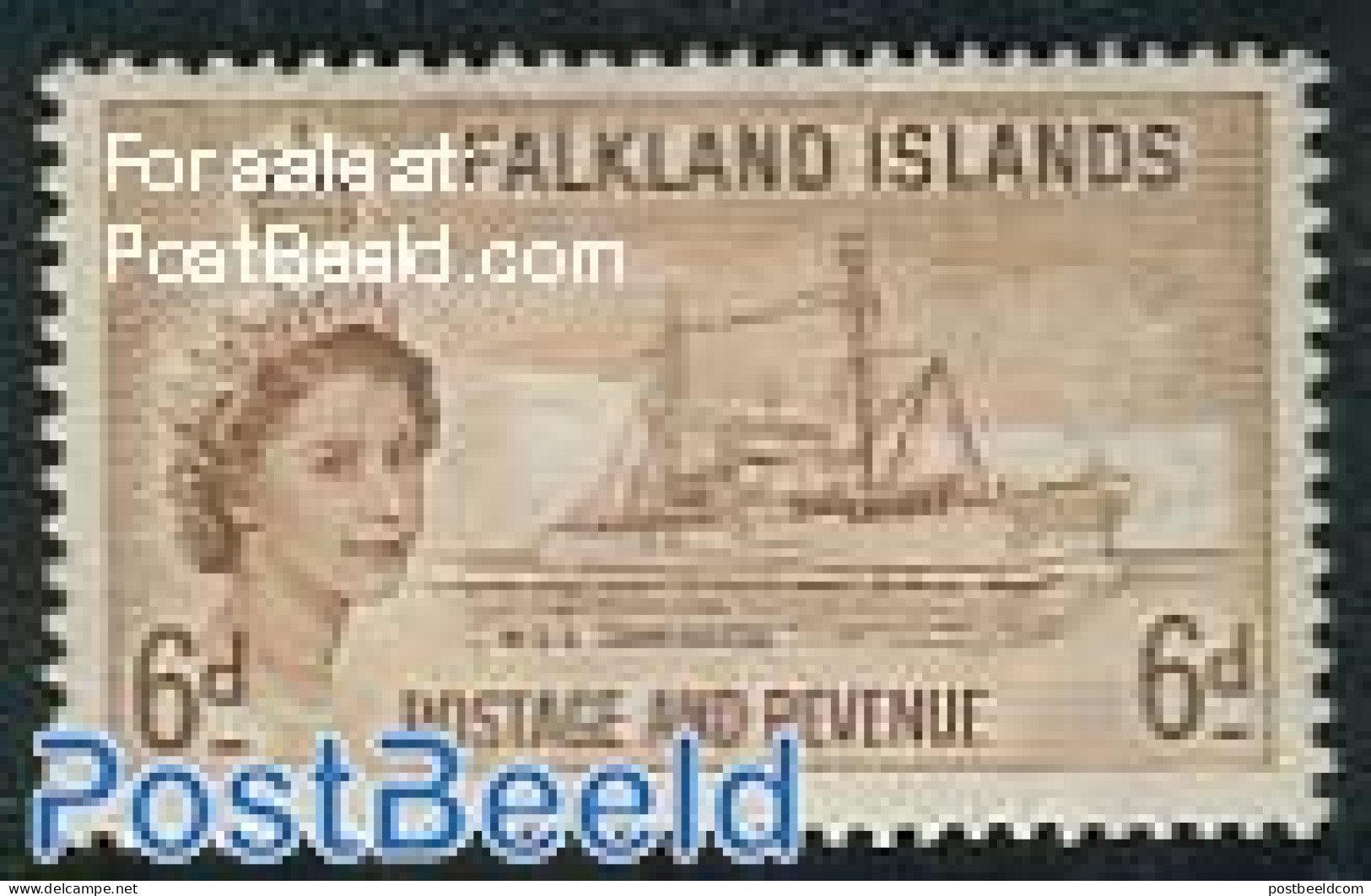 Falkland Islands 1955 6p, Stamp Out Of Set, Mint NH, Transport - Ships And Boats - Schiffe