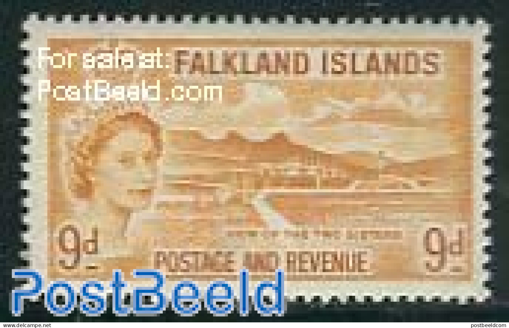 Falkland Islands 1955 9p, Stamp Out Of Set, Mint NH, Various - Lighthouses & Safety At Sea - Fari