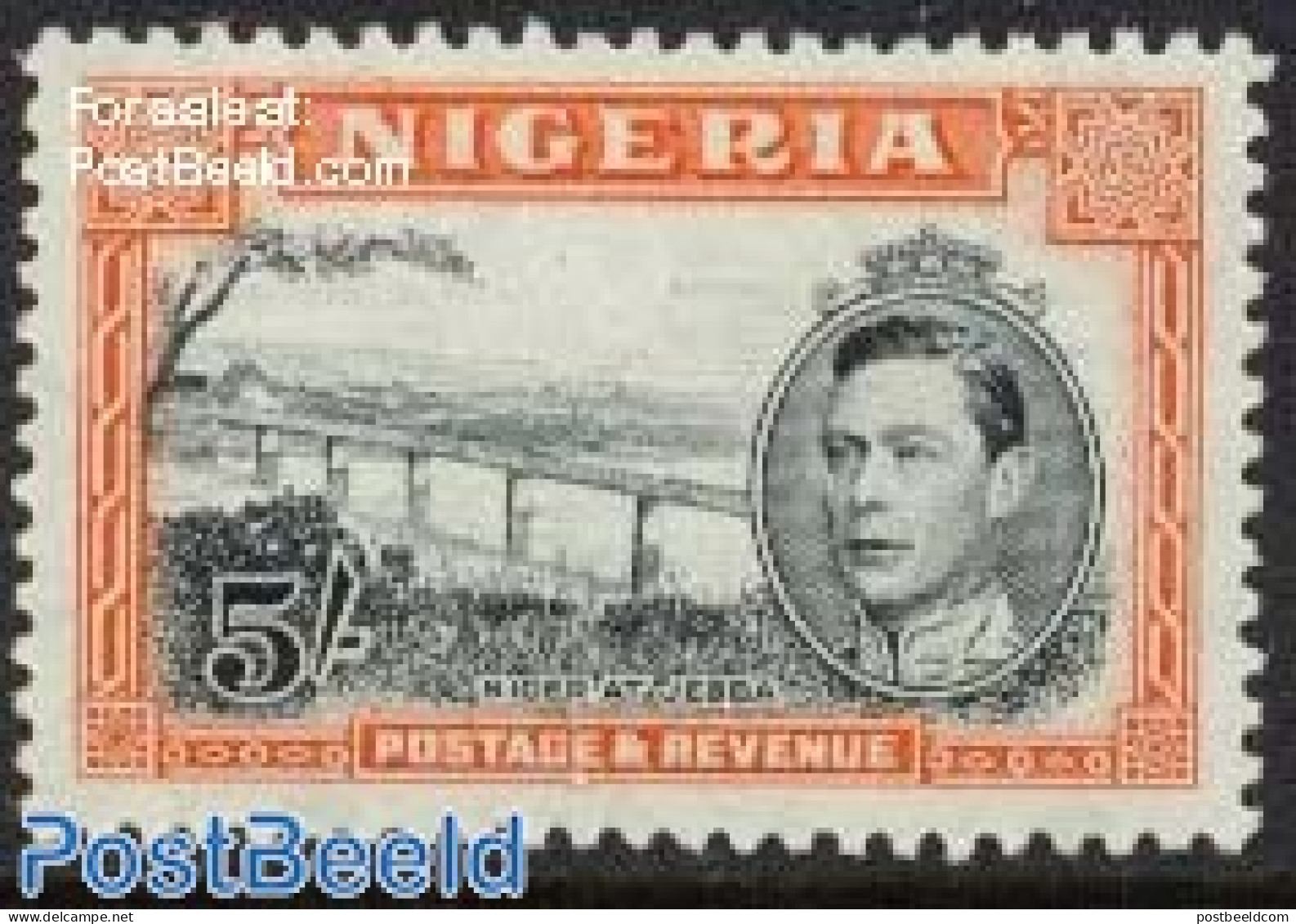 Nigeria 1938 5Sh, Perf. 12, Stamp Out Of Set, Unused (hinged), Art - Bridges And Tunnels - Bridges