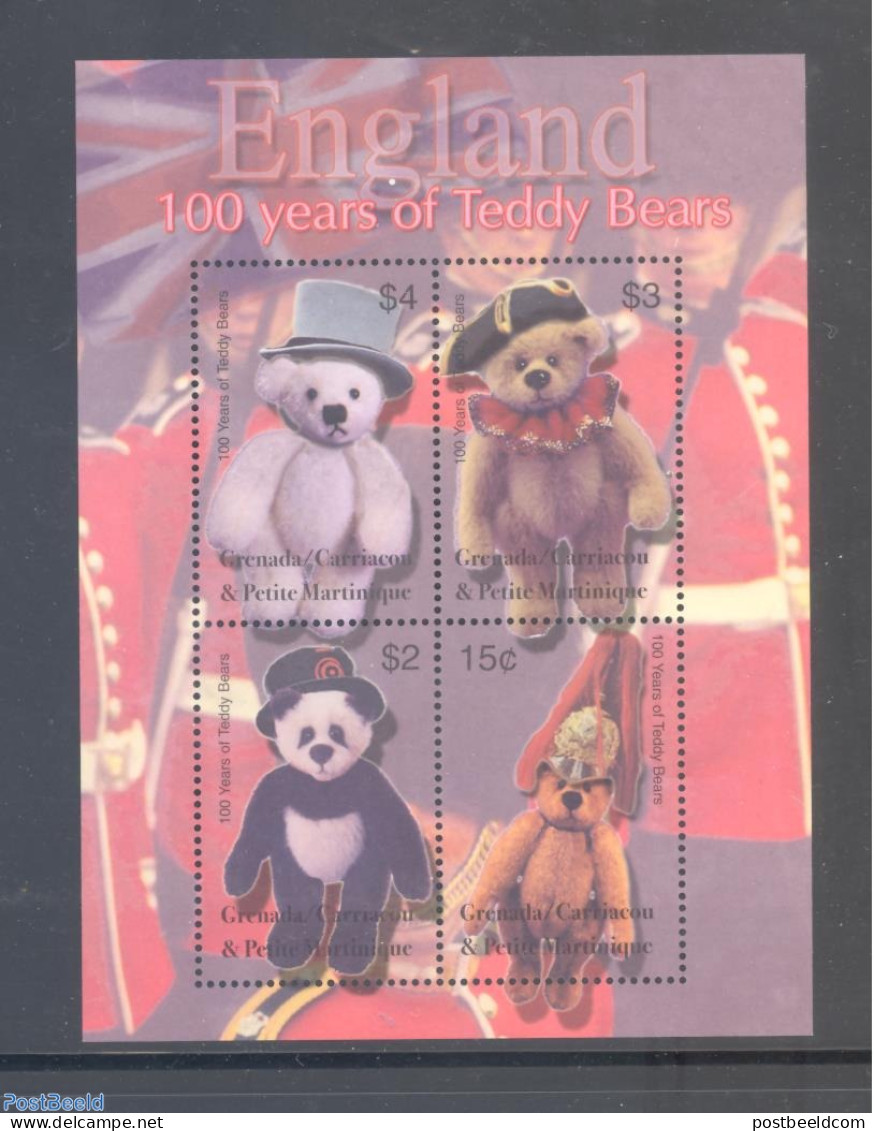 Grenada Grenadines 2002 Teddy Bears 4v M/s, Mint NH, Various - Teddy Bears - Toys & Children's Games - Grenada (1974-...)